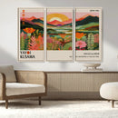 Framed Yayoi Kusama Print, Vibrant Floral Mountain Art