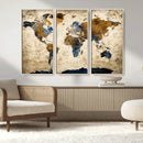 World Map Wall Art – Antique Style Blue and Brown Map Canvas by MyGreatCanvas | Canvas Wall Art Prints | Photo Prints & Wall Decor