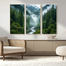 Mountain Forest River Canvas Wall Art Print - Serene Nature