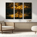 Golden Tree of Life Canvas Wall Art Print - Majestic Glowing