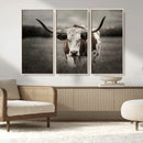 Texas Longhorn Cow Canvas Wall Art Print - Large Rustic