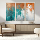 Vintage Abstract Print - Bold Teal and Orange Canvas Wall