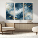 Large Abstract Print - Luxe Blue and Gold Abstract Canvas