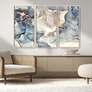Abstract Blue and Gold Canvas Wall Art - Fluid Modern Ink