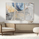 Large Abstract Blue and Gold Canvas Wall Art | Fluid Ink