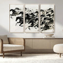 Abstract Horse Wall Art Canvas Print - Dynamic Black Ink