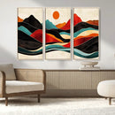 Western Wall Decor - Large Triptych Mountain Canvas - Boho