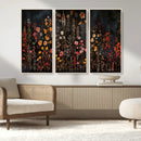 Dark Floral Canvas Wall Art - Moody Botanical Flower Print -