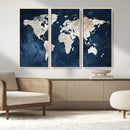Vintage World Map Canvas Wall Art - Framed Map Print for