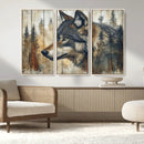 Rustic Wolf Wall Art Canvas Print – Vintage Woodland