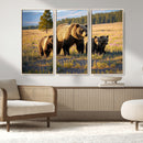 Grizzly Bear Family Wall Art Canvas Print – Majestic