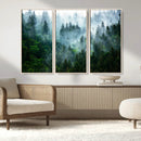 Misty Forest Wall Art Canvas Print – Framed Foggy Mountain