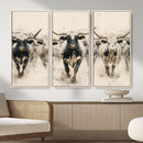Texas Longhorn Wall Art – Framed Cattle Walking Canvas by MyGreatCanvas | Canvas Wall Art Prints | Photo Prints & Wall Decor