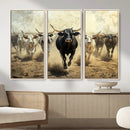 Texas Longhorn Wall Art – Framed Charging Cattle Canvas by MyGreatCanvas | Canvas Wall Art Prints | Photo Prints & Wall Decor