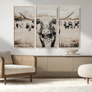 Texas Longhorn Wall Art Canvas Print – Framed Speckled Bull