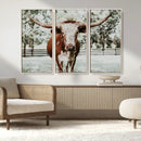 Texas Longhorn Wall Art Canvas Print – Framed Spotted Bull