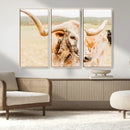 Texas Longhorn Wall Art Canvas Print – Framed Spotted Cow