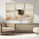 Texas Longhorn Wall Art Canvas Print – Framed Brown Horned