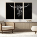 Texas Longhorn Wall Art Canvas Print – Framed Monochrome by MyGreatCanvas | Canvas Wall Art Prints | Photo Prints & Wall Decor