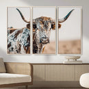 Texas Longhorn Wall Art – Framed Speckled Cow Canvas by MyGreatCanvas | Canvas Wall Art Prints | Photo Prints & Wall Decor