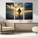 Jesus Walks Wall Art Canvas Print Framed Divine Sunset Art