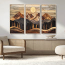 Wood Mountain Wall Art Canvas Print – Framed Boho Abstract