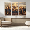 Wood Mountain Landscape Wall Art Canvas Print – Framed