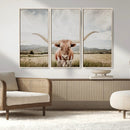 Texas Longhorn Wall Art Canvas Print – Framed Western Cow