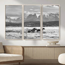 Wild Horses Wall Art – Framed Black White Mountain Canvas by MyGreatCanvas | Canvas Wall Art Prints | Photo Prints & Wall Decor