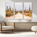 Desert Cactus Lined Road Wall Art Canvas Print – Framed by MyGreatCanvas | Canvas Wall Art Prints | Photo Prints & Wall Decor