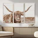Longhorn Cow Wall Art Canvas Print – Framed Texas Ranch