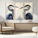 Blue Heron Pair Wall Art Canvas Print – Framed Coastal Bird