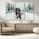 Moose Snow Wall Art Canvas Print – Framed Winter Wildlife