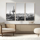 Saguaro Cactus Wall Art Canvas Print – Framed Monochrome