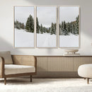 Frosty Pines Wall Art Canvas Print – Framed Silent Snowfall