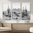 Black White Arizona Desert Canvas Wall Art Cactus Farmhouse