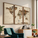 World Map Canvas Print – Framed Detailed Map of the World
