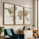 Detailed World Map Wall Art Canvas Print