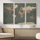 Rustic Black and Wood World Map Canvas Wall Art – Framed by MyGreatCanvas | Canvas Wall Art Prints | Photo Prints & Wall Decor