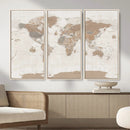 Framed Large World Map Canvas Print for Office Decor by MyGreatCanvas | Canvas Wall Art Prints | Photo Prints & Wall Decor