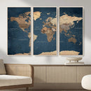 Navy Blue World Map Canvas Print – Framed Travel Map Wall by MyGreatCanvas | Canvas Wall Art Prints | Photo Prints & Wall Decor