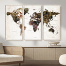 Watercolor World Map Print - Large Wall Art Canvas Print for