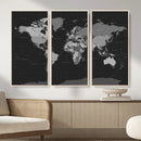 Black World Map Wall Art Canvas Print – Detailed Map of the by MyGreatCanvas | Canvas Wall Art Prints | Photo Prints & Wall Decor