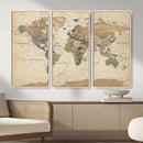 Framed World Map Wall Art for Home and Office Decor
