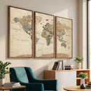 Framed World Map Wall Art for Home and Office Decor