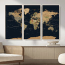 Vintage World Map Canvas on the Dark Background Wall Art by MyGreatCanvas | Canvas Wall Art Prints | Photo Prints & Wall Decor