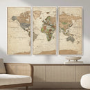 Vintage World Map Canvas Wall Art - Rustic Grunge Texture by MyGreatCanvas | Canvas Wall Art Prints | Photo Prints & Wall Decor