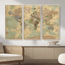 Vintage World Map Wall Art | Ready to Hang and Framed