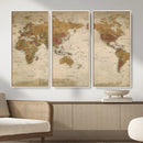 Vintage Detailed World Map Wall Art Canvas Print – Antique
