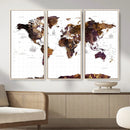 Rustic World Map Wall Art Canvas Print | Large World Map on